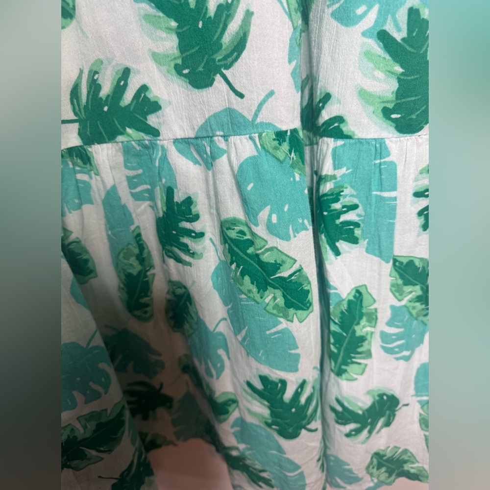 J Crew Tropical Leaf Pattern Spaghetti Strap Tier… - image 2